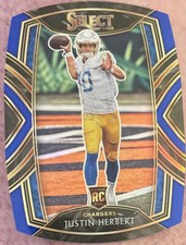 2020 Panini SELECT Justin Herbert RC CLUB LEVEL BLUE DIE-CUT Rookie Chargers ROY