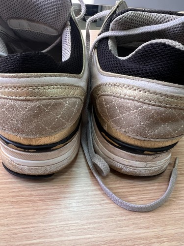 Chanel CC Logo Low Top Trainer Leather And Mesh Sneakers Size US 5 EUR 35 - Picture 15 of 22