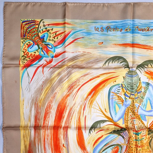 RARE VINTAGE HERMES Silk Scarf "LES PERLES DE TURKANA" Carre 90 - Imagen 6 de 16
