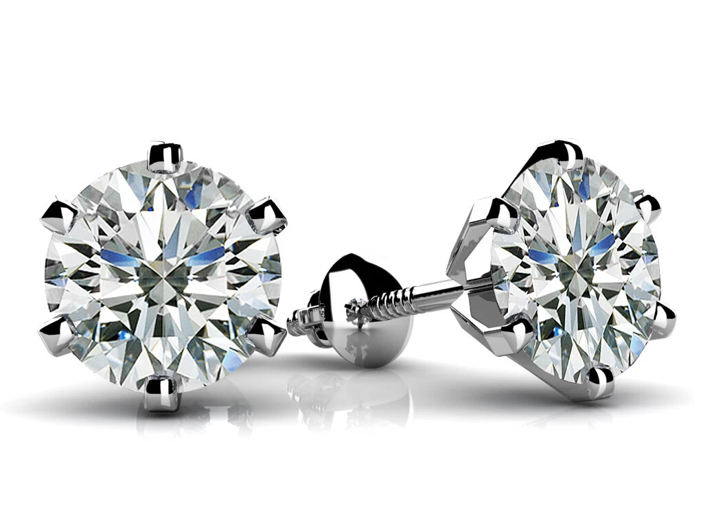 1 1 4 Ct Simulated Round Diamond Stud Earrings 14k White Gold