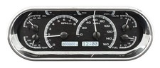 Dakota Digital Universal Oval Analog Gauge System Black Alloy White Vhx-1018-k-w