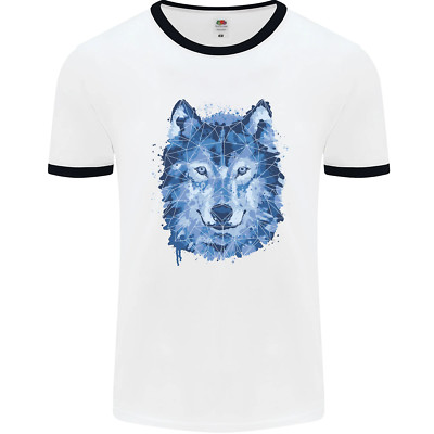 A Polygon Wolf Mens Ringer T-Shirt