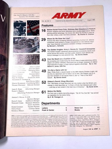 ARMY Magazine August 1989 Golden Knights -- Behind Soviet Force Cuts - Picture 2 of 2