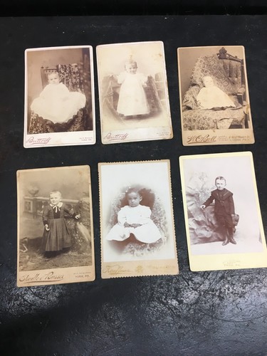 Antique 1800s Photo Tin Type Picture Card Stock 4in x 6.5in Lot of 6 Portraits