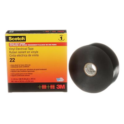 Scotch  Vinyl Electrical Tape 22, 1-1/2 in x 36 yd, Black, 1roll/carton