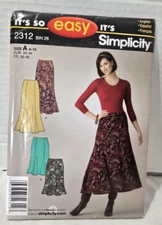 Simplicity Pattern 2312 Misses 8-18 Long Skirt -2 lengths Gypsy Flared  UNCUT