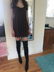 mid thigh black boots