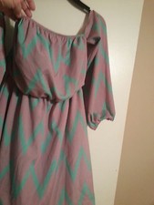 NWOT Coco Love Boutique Dress Size Small Mint & Pink Off Shoulder Above Knee