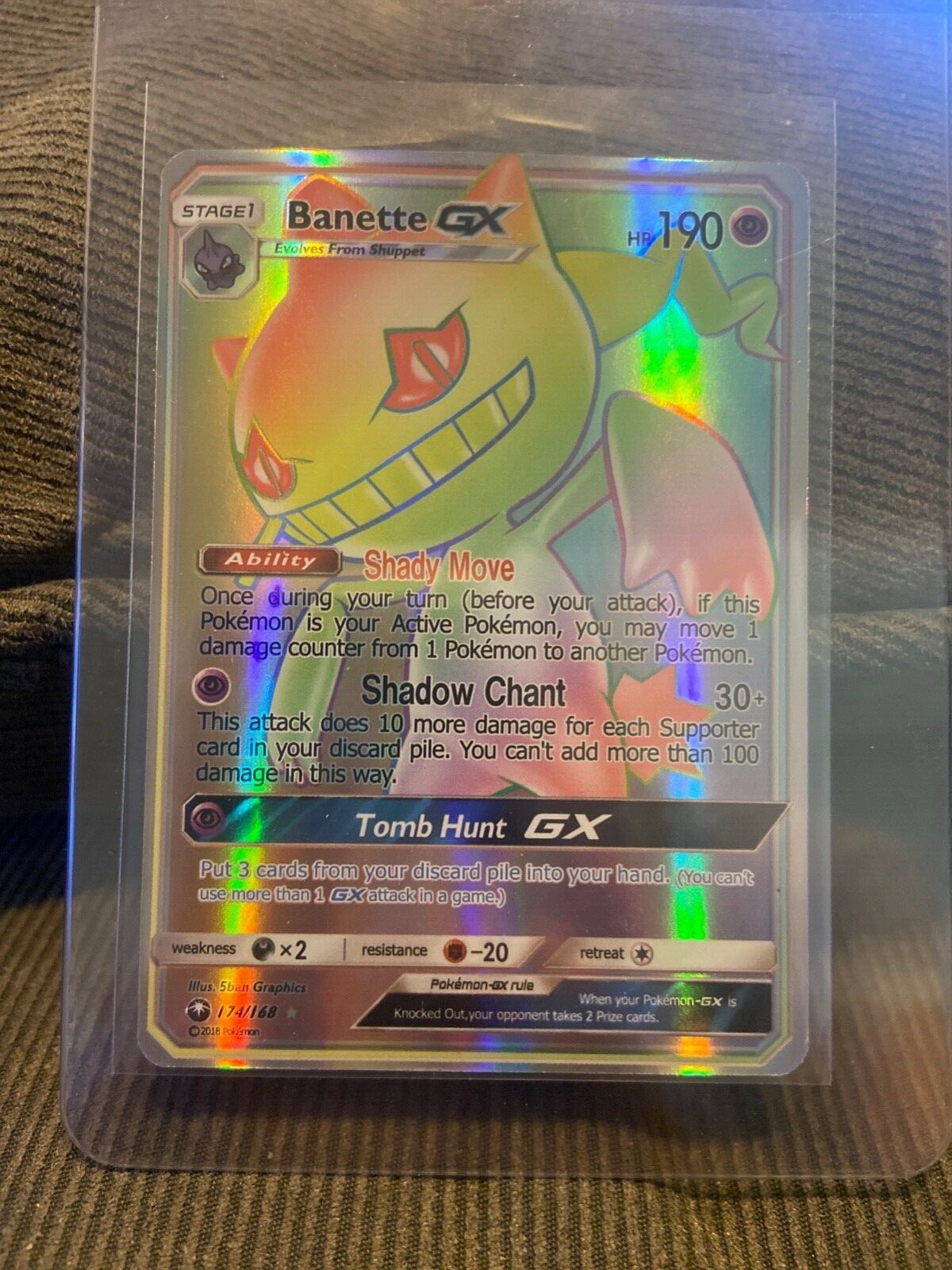 Banette GX - 174/168 Celestial Storm SECRET RARE RAINBOW Pokemon - NM