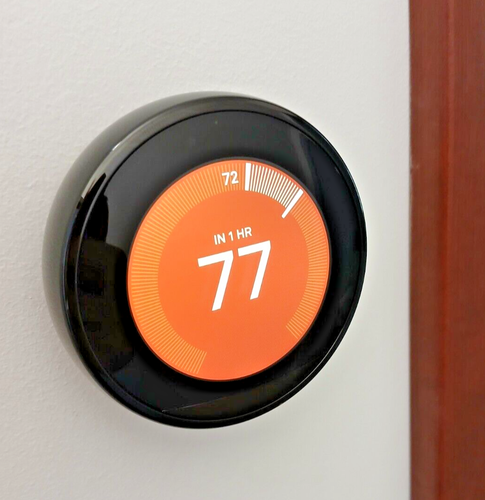 Google Nest 3rd Gen Learning Thermostat A0013, Black, Open Box - Picture 2 of 14