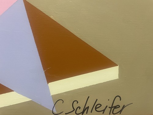 ORIGINAL OIL PAINTING GEOMETRIC ABSTRACTION C. SCHLEIFLER - Picture 3 of 14