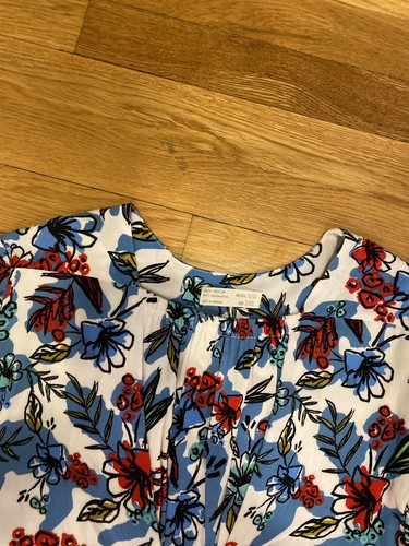 Zara Girls Multi Color Floral 3/4 Sleeve Dress Size 11/12 Tye Waist Shirt Dress - Picture 10 of 11