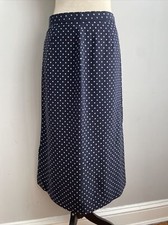 Vintage Classic Blue Polka Dot Silk Straight Pencil Skirt Medium