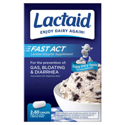 Lactaid Fast Act Lactase Enzyme Supplement 120 Caplets - FAST FREE DELVERY-