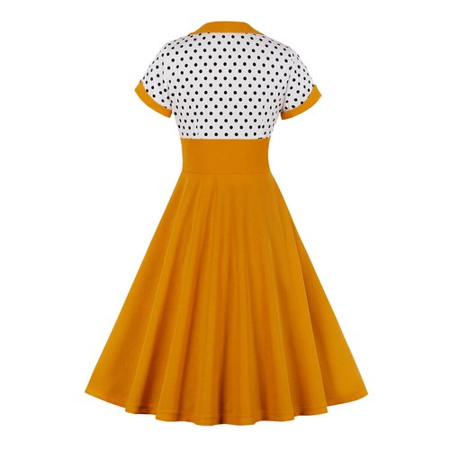 Women Vintage 1940s 50s Polka Dot Rockabilly Evening Party Swing Dress Plus Size - Picture 31 of 37