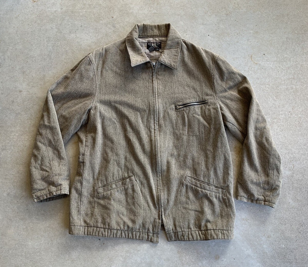 Ralph Lauren Double RRL Lined Cotton Jacket Houndstooth Made In