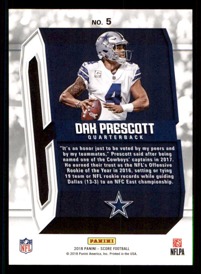 2018 Score Captains #5 Dak Prescott - Image 2 of 2