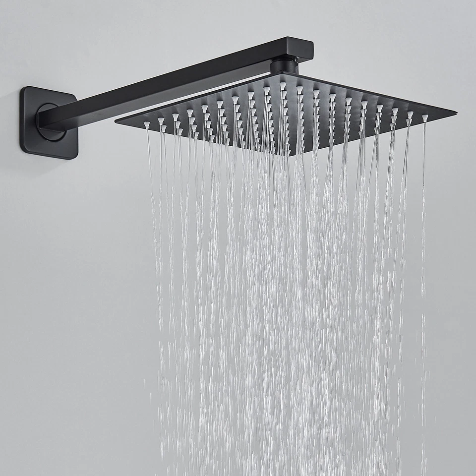 Juego de Grifo de Ducha Negro Combo de Cabezal de Ducha de Lluvia con Kit de Válvula Mezcladora Montaje en Pared Foto 4 de 4