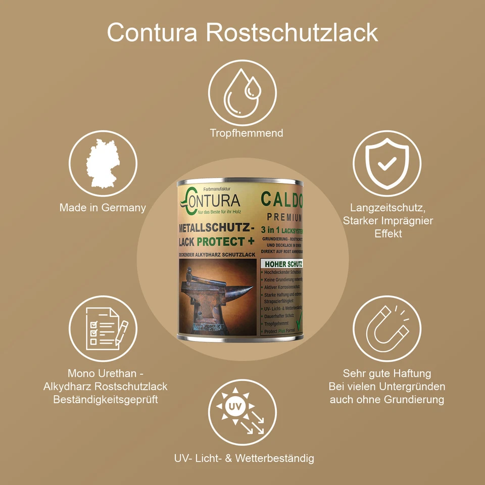 Rostschutzfarbe Metallschutzlack RAL Metall Lack Farbe 3 in 1 Grundierung Rost - Bild 2 von 4