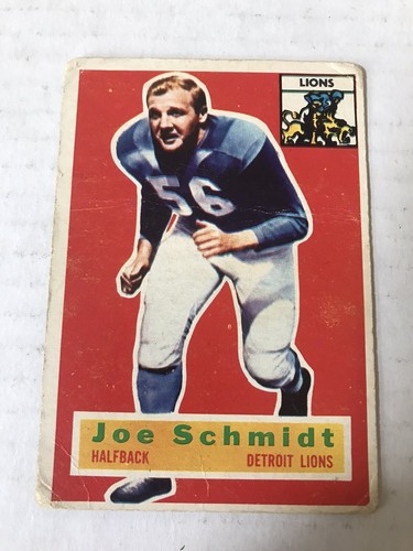 Joe Schmidt 1956 Topps #44 RC Detroit Lions G-VG CREASE HOF