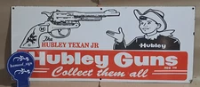 Hubley Guns Porcelain Enamel Sign 36 x 15 Inches