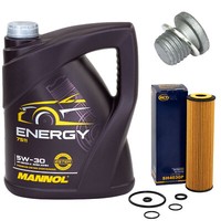 MotoröL Set 5W-30 5 Liter + ÖLfilter SH 4030 P + Schraube FüR Mercedes C-Klasse
