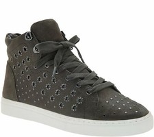 Vince Camuto Womens 7 M Bestinda Leather Stud Detailed Sneakers Olive NEW 129