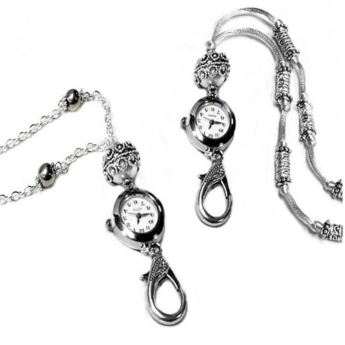 Lanyard necklace with watch, security id badge, key holder, choose chain or cord - Foto 1 di 3