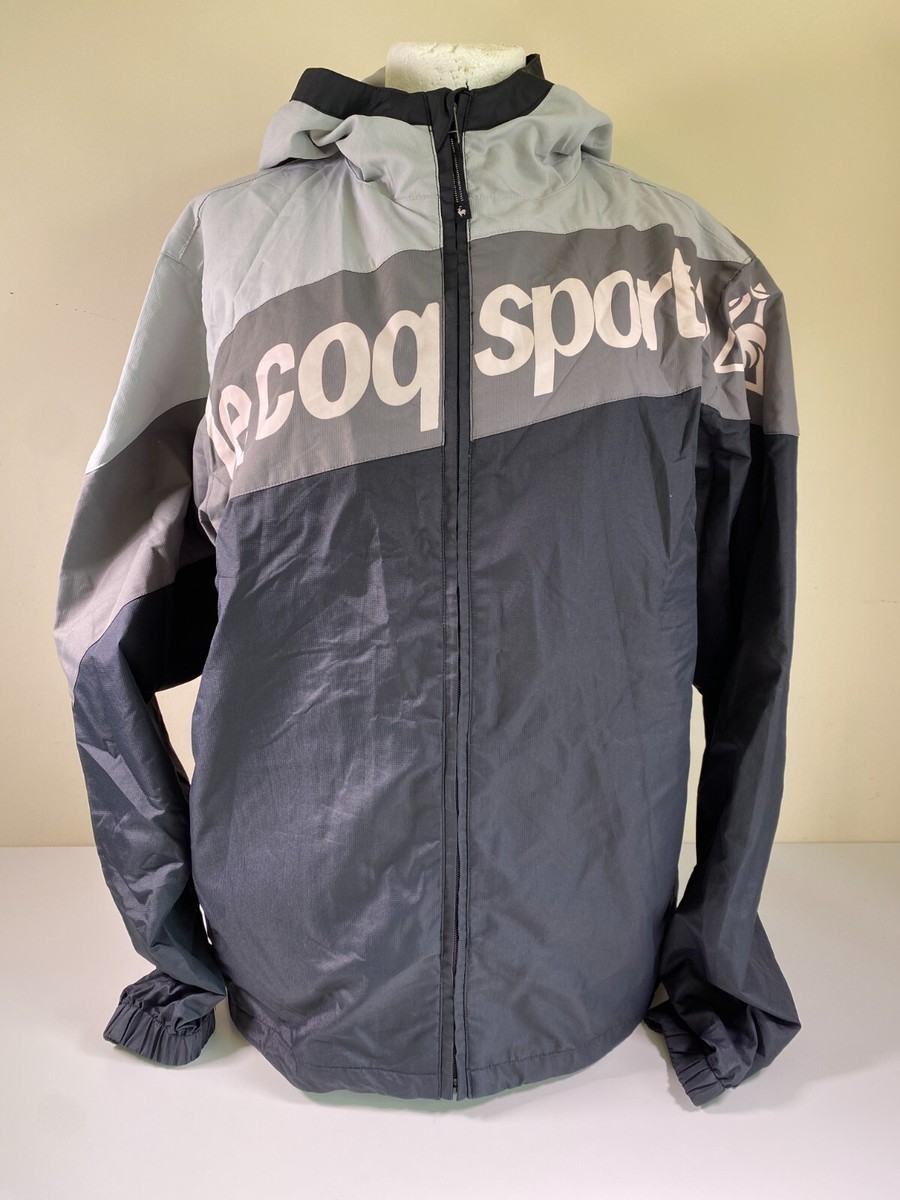 Le Coq Sportif Windbreaker Jacket Y2K Era - Black/Grey - Used VGC - Size M Le Coq Sportif Windbreaker Jacket Y2K Era - Black/Grey - Used VGC - Size M