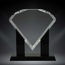 12.25" Acrylic Diamond w/ Black Glass Base