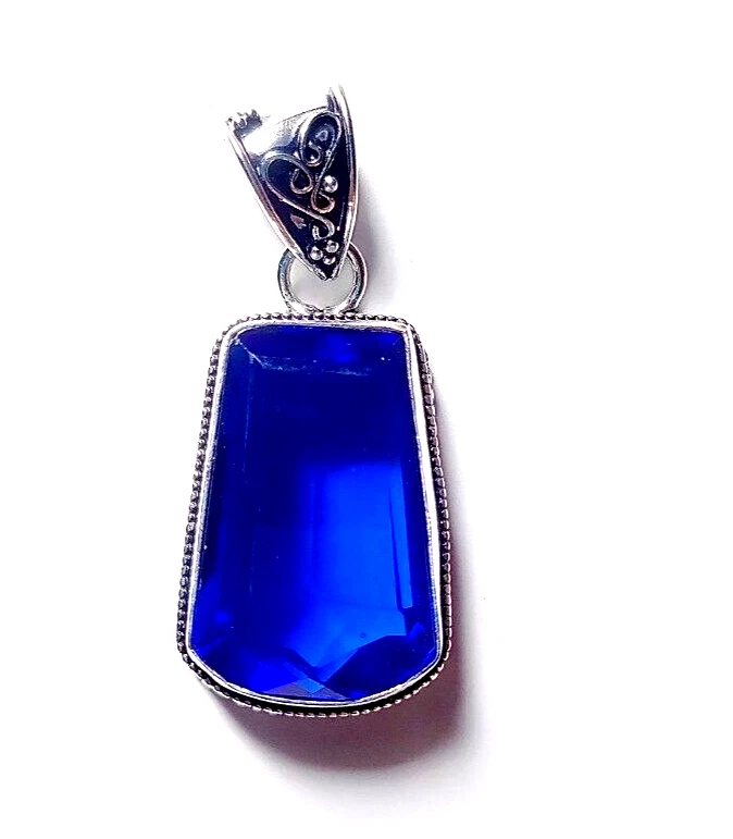 London Blautopas Edelstein handgefertigt 925 Sterlingsilber Schmuck Anhänger ... - Bild 2 von 4