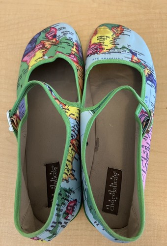 Hot Chocolate Design Chocolaticas Mary Jane Shoes Map Globe Sz EU 41/US 10.5 - Picture 4 of 8