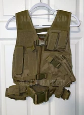 NWT LANCER TACTICAL CROSS DRAW VEST COYOTE TAN FULLY ADJUSTABLE AIRSOFT COMBAT