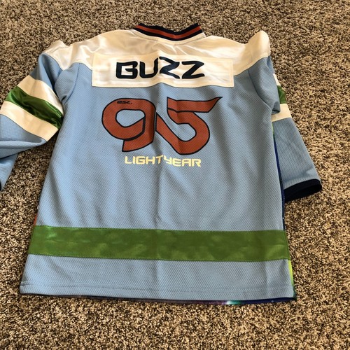 Disney Store Toy Story Buzz Lightyear Hockey Jersey Shirt #95 Boys Sz Med - Picture 6 of 6