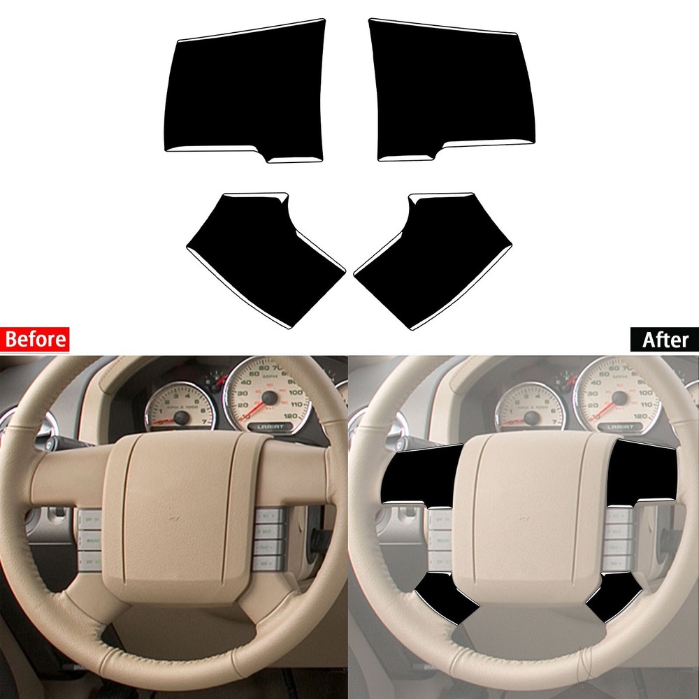 Glossy Piano Black Steering Wheel Button Cover For Ford F-150 F150 FX4 2004-2008