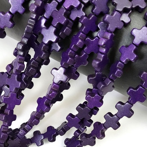 Purple Cross Square Howlite Turquoise Spacer Loose Bead 15 20 30mm 15" DIY - Picture 9 of 48