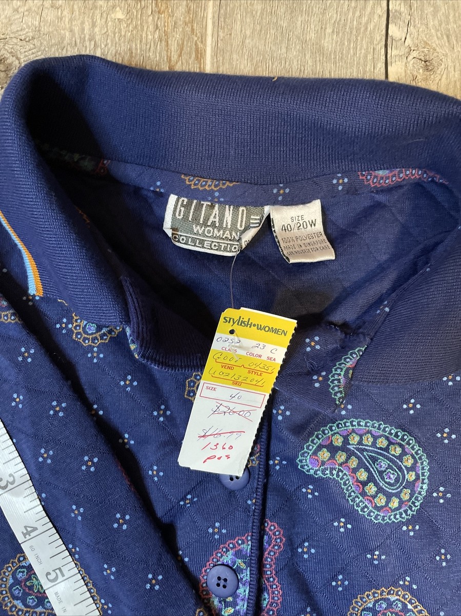 Nwt Gitano Vintage 80s 90s Patterned Long Sleeve Shirt Sz 40/20w 