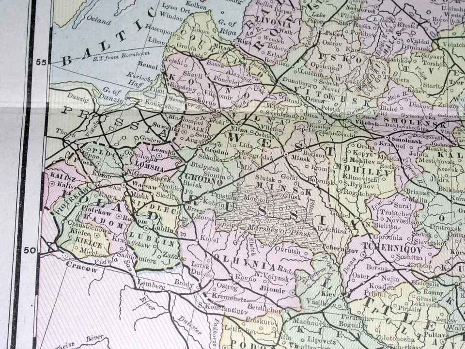 1886 ANTIQUE MAP RUSSIA POLAND LITHUANIA FINLAND UKRAINE CAUCASUS TURKEY BALKANS - Image 4 of 4