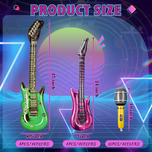 48 Pcs Inflatable Rock Star Toy 37 Inch Set, Blow up Guitar Bulks Include Inflat - 第 2/6 張圖片
