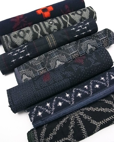 s012_Bundle, Set di tessuti di seta kimono giapponese, 7 pezzi