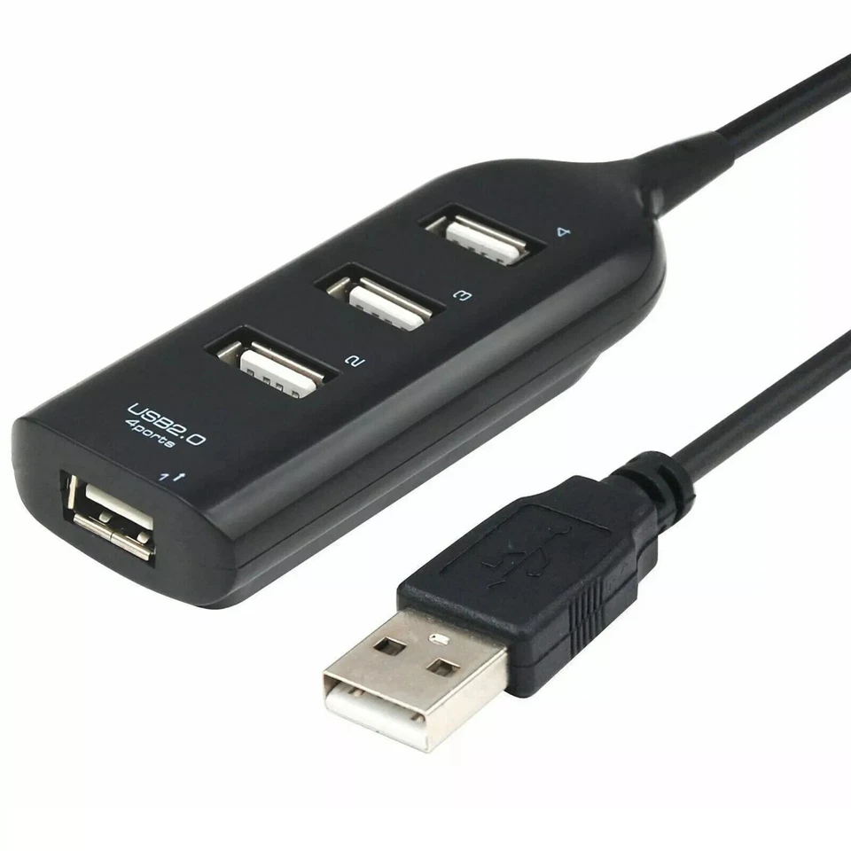 HIGH SPEED 4 PORT USB HUB 2.0 MULTI SPLITTER EXPANSION DESKTOP PC LAPTOP ADAPTER - Image 2 of 4