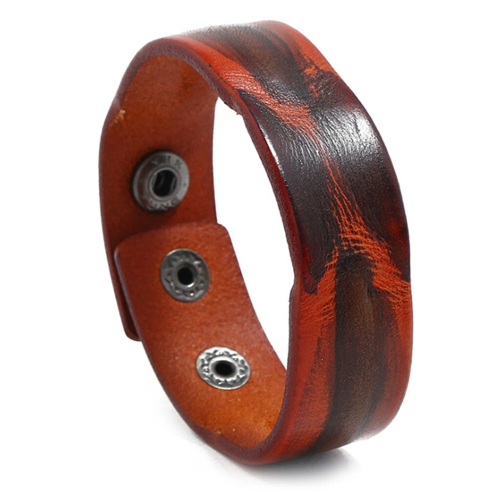 Mens leather hotsell bracelet ebay