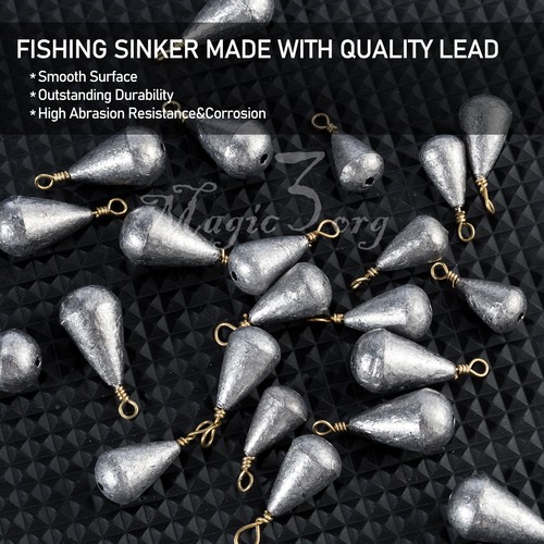 30PCS Pear Sinker Fishing Weights Lead Bass Fishing Tackle Swivel Rig Bass - Picture 3 of 9