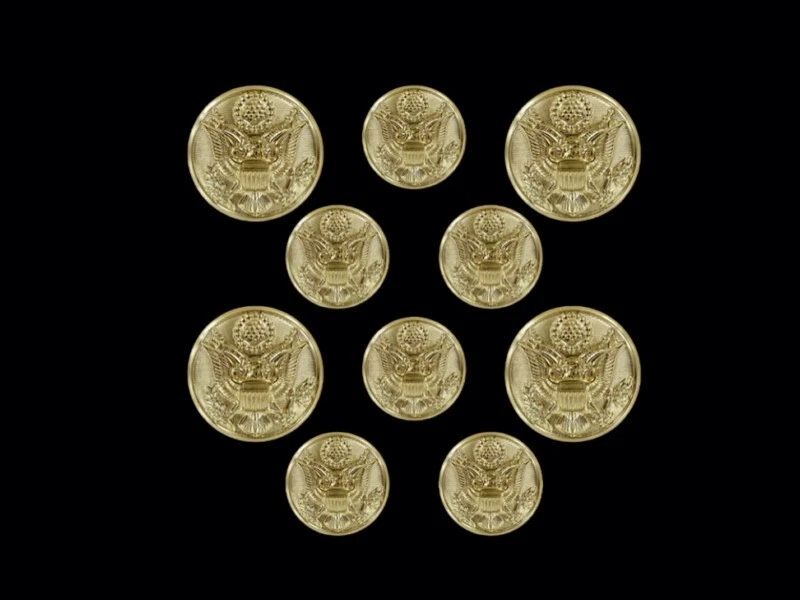 US ARMY EAGLE BUTTON SET 4X36 LIGNE & 6X25 LIGNE OFFICIAL UNIFORM DRESS  #2 - Picture 1 of 1