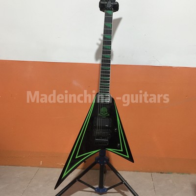 Swallow Tail V Shape Skull Electric Guitar Maple Neck Floyd Rose Bridge 6String