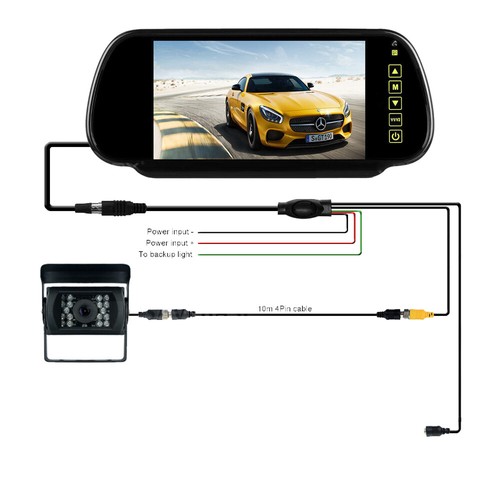 12/24V 7" Rear view Mirror Monitor+Reversing Sony CCD Camera For Truck Motorhome - Picture 4 of 12
