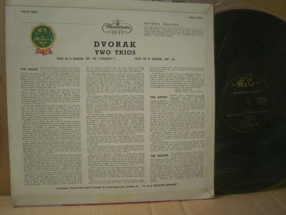 WESTMINSTER W&G -W-18023 DVORAK TWO TRIOS FOURNIER BADURA-SKODA JANIGRO AUS PRES - Image 2 of 3