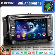 CD DVD 4+64GB Android 16 Autoradio CarPlay Navi für VW Golf Tiguan Passat Touran