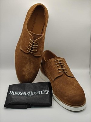 Russell & Bromley Herren Chesney Hellbraun Wildleder Leder Derby Schuhe UK 46 UVP 250 