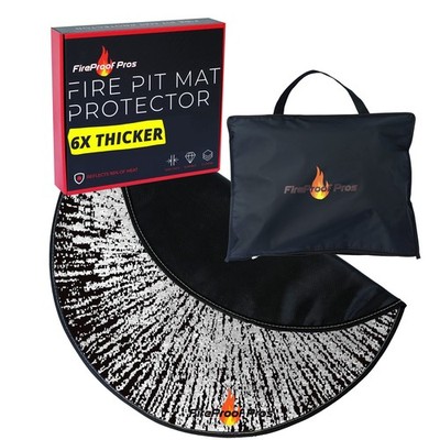40 Inch Inferno Black Pattern Fire Pit mat. Decorative Heat and Ember Resista